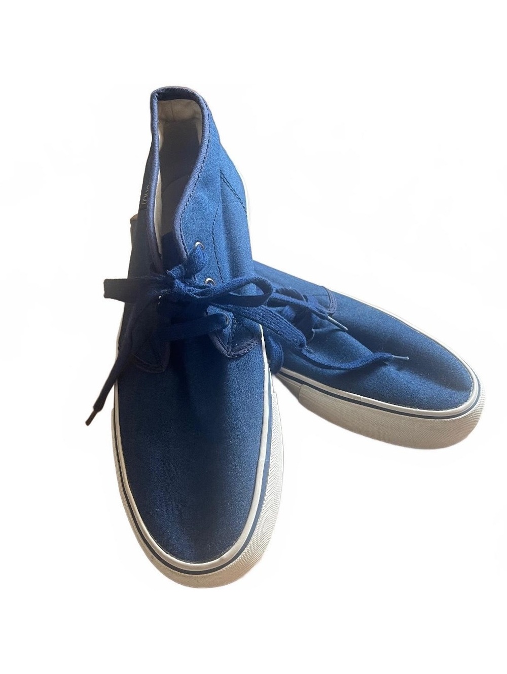 Polo Ralph Lauren 11.5 Maykn Blue Chambray Leather Upper Sneakers Size 11.5D